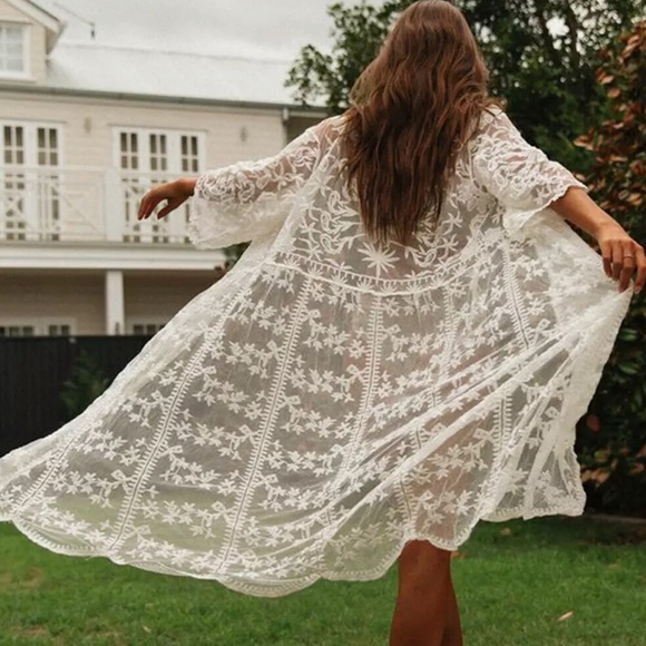 Lace Kimono Bikini Cover Up - Picture 3 of 5